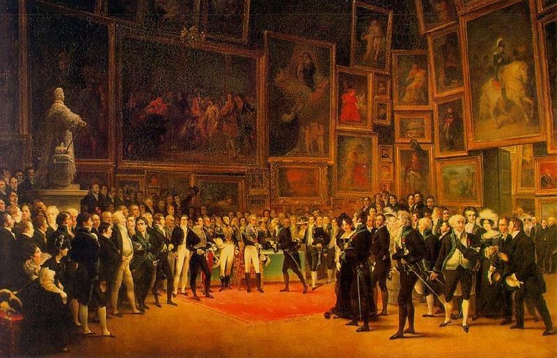 Francois-Joseph Heim Charles  Distributing Awards to Artists Exhibiting at the Salon of 1824 at the Louvre oil painting image
